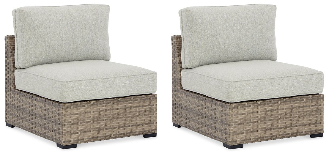 Calworth Outdoor Armless Chair with Cushion (Set of 2) Calworth Outdoor Armless Chair with Cushion (Set of 2) Half Price Furniture