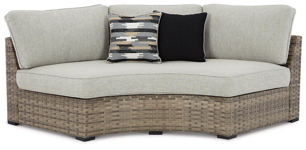 Calworth Outdoor Curved Loveseat with Cushion Calworth Outdoor Curved Loveseat with Cushion Half Price Furniture