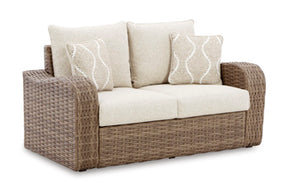 Sandy Bloom Outdoor Loveseat with Cushion - Half Price Furniture