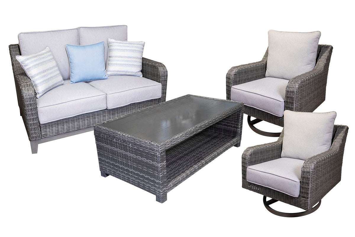 Elite Park Outdoor Loveseat, Lounge Chairs and Cocktail Table  Half Price Furniture