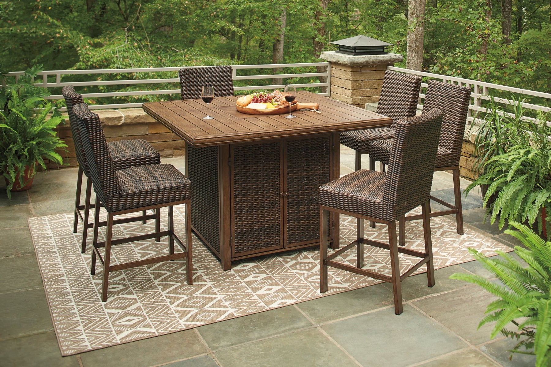 Paradise Trail Outdoor Bar Table Set - Half Price Furniture