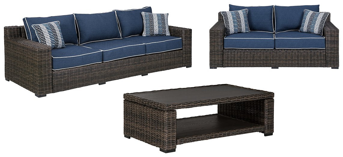 Grasson Lane Outdoor Sofa and Loveseat with Coffee Table  Half Price Furniture
