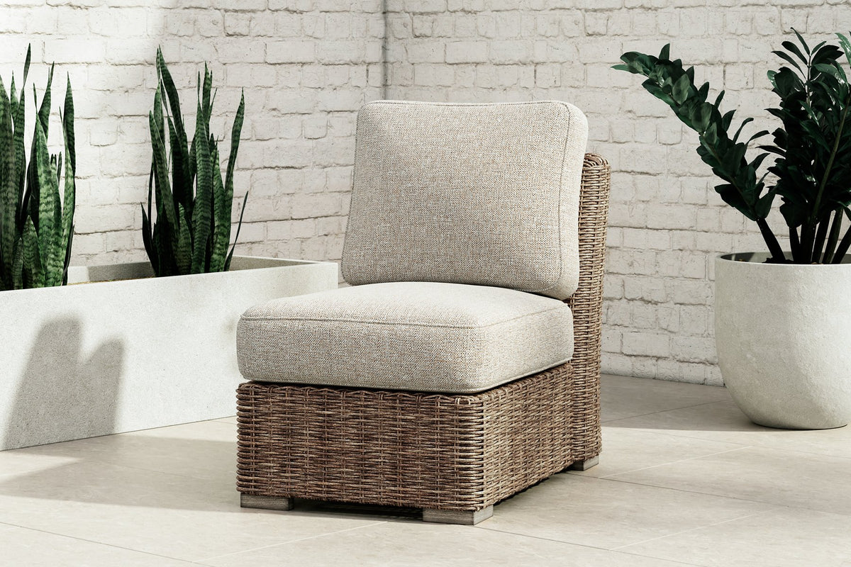 Beachcroft Outdoor Armless Chair with Cushion - Outdoor Seating - Half Price Furniture