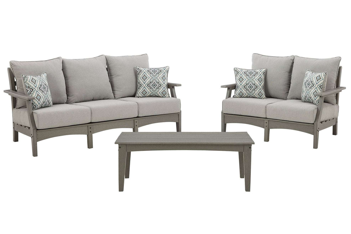 Visola Outdoor Sofa and Loveseat with Coffee Table Half Price Furniture
