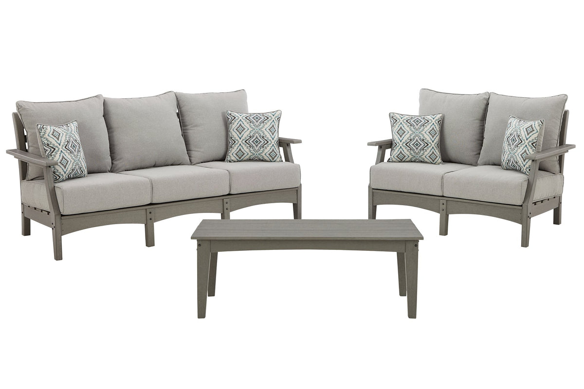 Visola Outdoor Sofa and Loveseat with Coffee Table  Half Price Furniture
