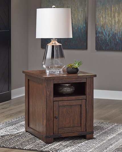 Budmore End Table with USB Ports & Outlets Half Price Furniture