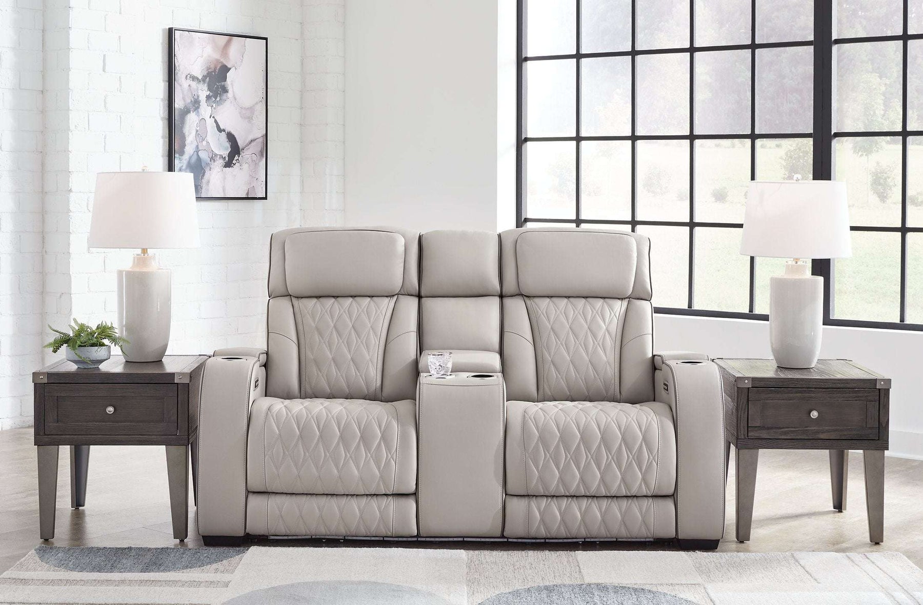 Boyington Power Reclining Loveseat with Console Half Price Furniture