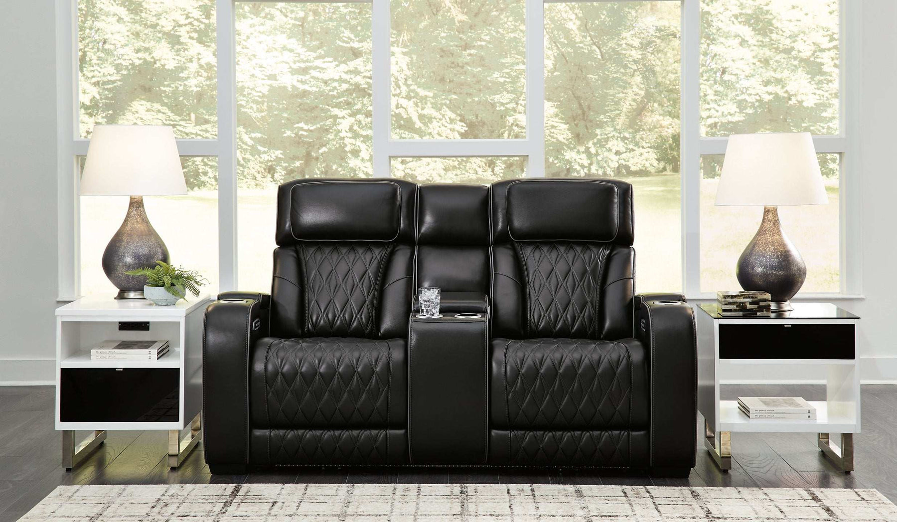 Boyington Power Reclining Loveseat with Console Half Price Furniture
