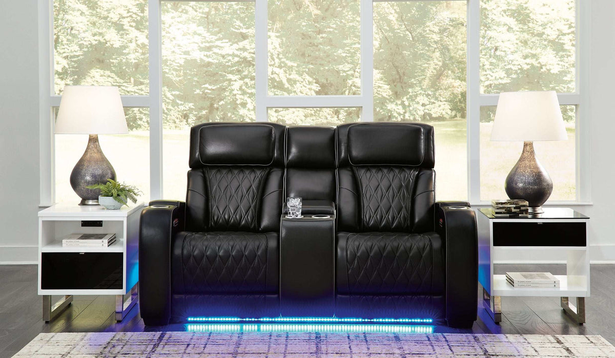Boyington Power Reclining Loveseat with Console Half Price Furniture