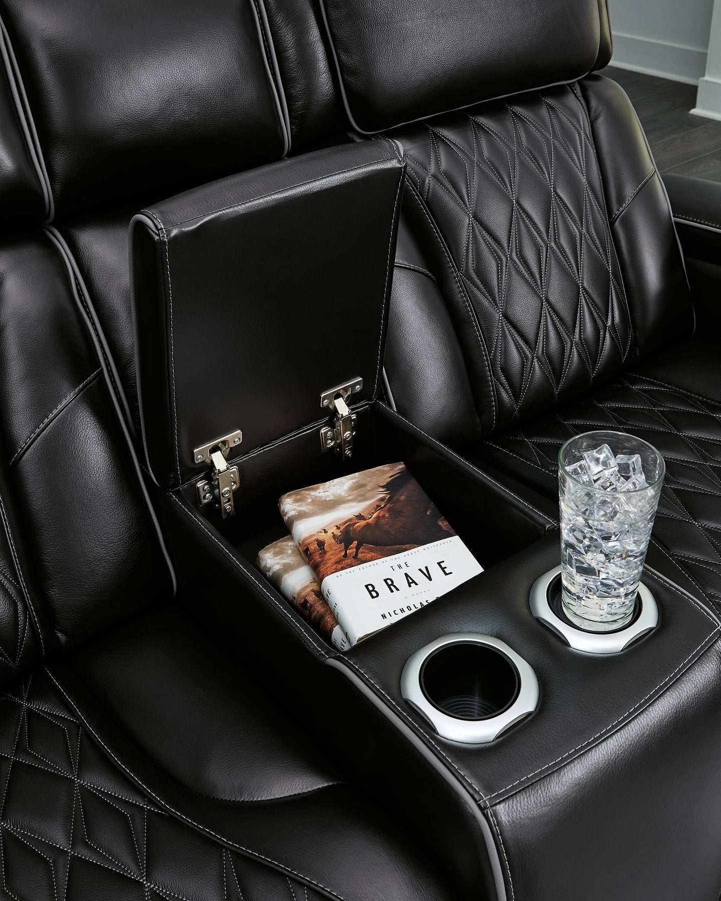 Boyington Power Reclining Loveseat with Console Half Price Furniture
