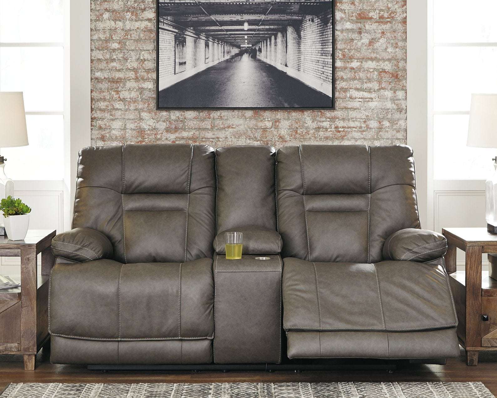 Wurstrow Power Reclining Loveseat with Console Half Price Furniture