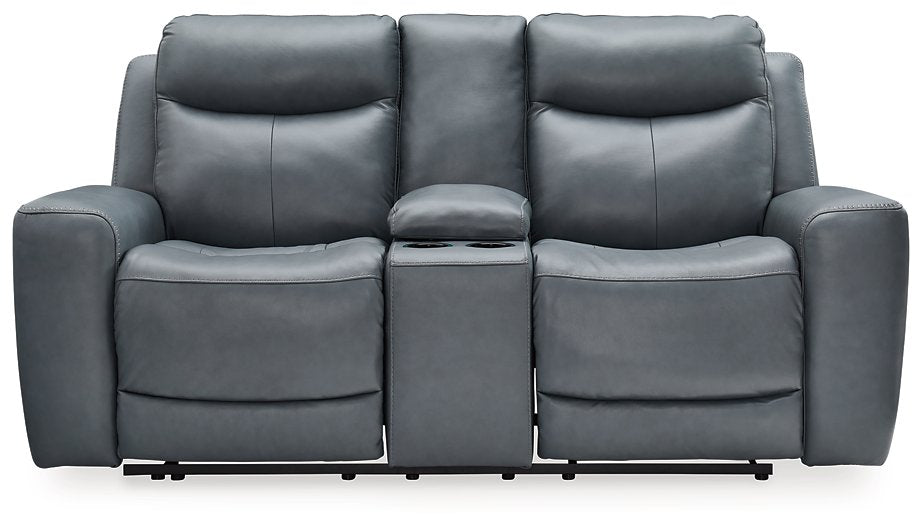 Mindanao Power Reclining Loveseat with Console  Half Price Furniture