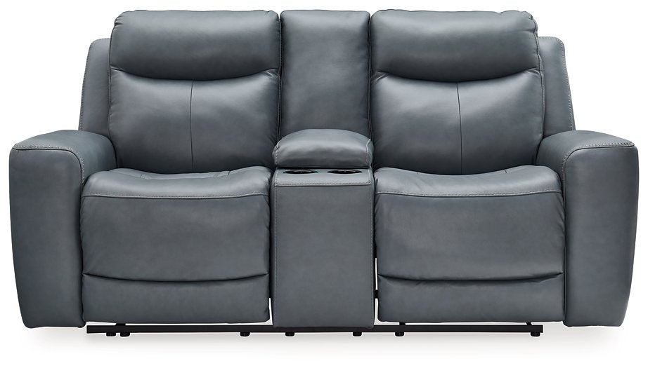 Mindanao Power Reclining Loveseat with Console Half Price Furniture