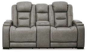 The Man-Den Power Reclining Loveseat with Console  Las Vegas Furniture Stores