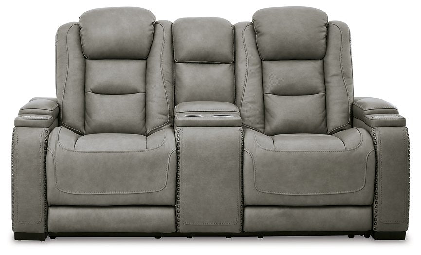 The Man-Den Power Reclining Loveseat with Console  Half Price Furniture