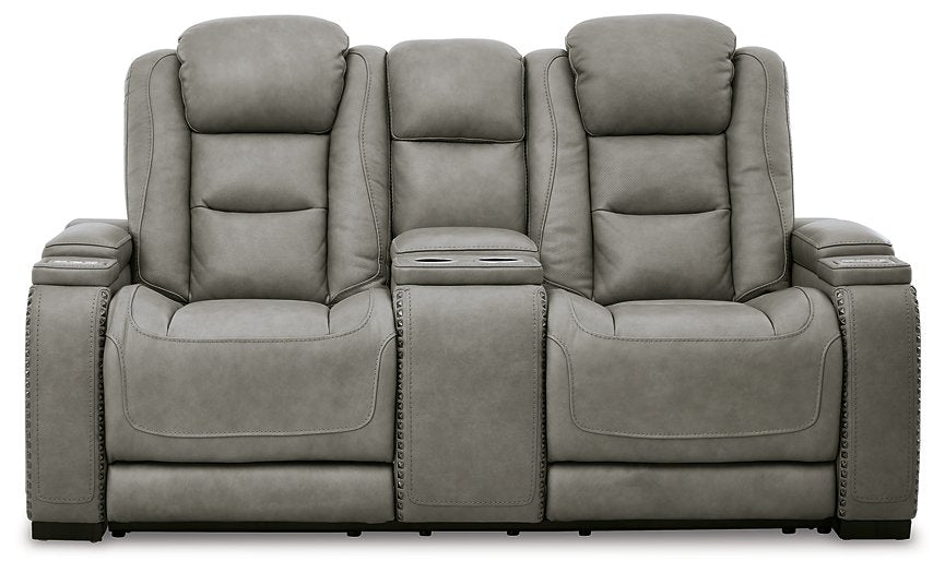 The Man-Den Power Reclining Loveseat with Console Half Price Furniture