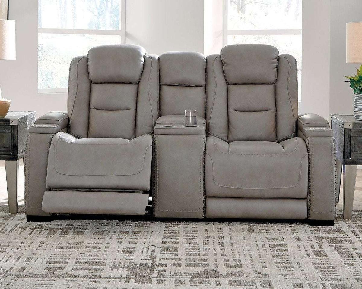 The Man-Den Power Reclining Loveseat with Console Half Price Furniture