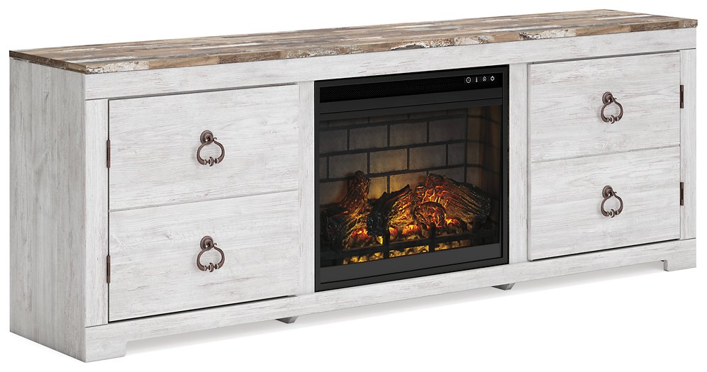 Willowton 72" TV Stand with Electric Fireplace  Half Price Furniture