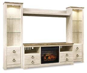 Willowton 4-Piece Entertainment Center with Electric Fireplace  Las Vegas Furniture Stores