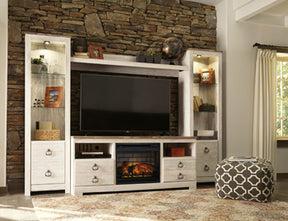 Willowton 4-Piece Entertainment Center with Electric Fireplace - Half Price Furniture