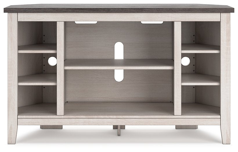 Dorrinson Corner TV Stand with Electric Fireplace - TV Stand - Half Price Furniture