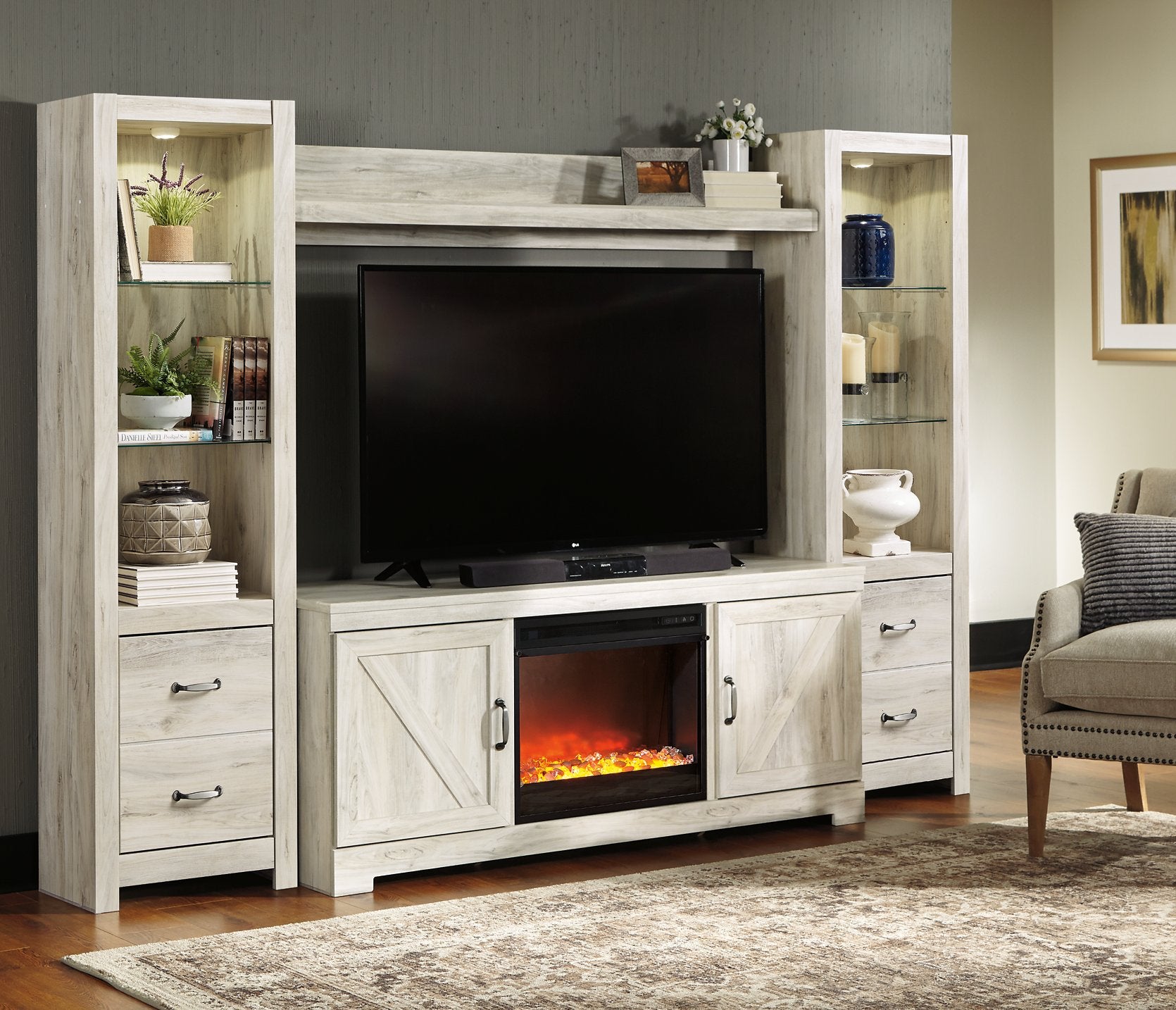 Bellaby 4-Piece Entertainment Center with Fireplace - Entertainment Center - Half Price Furniture