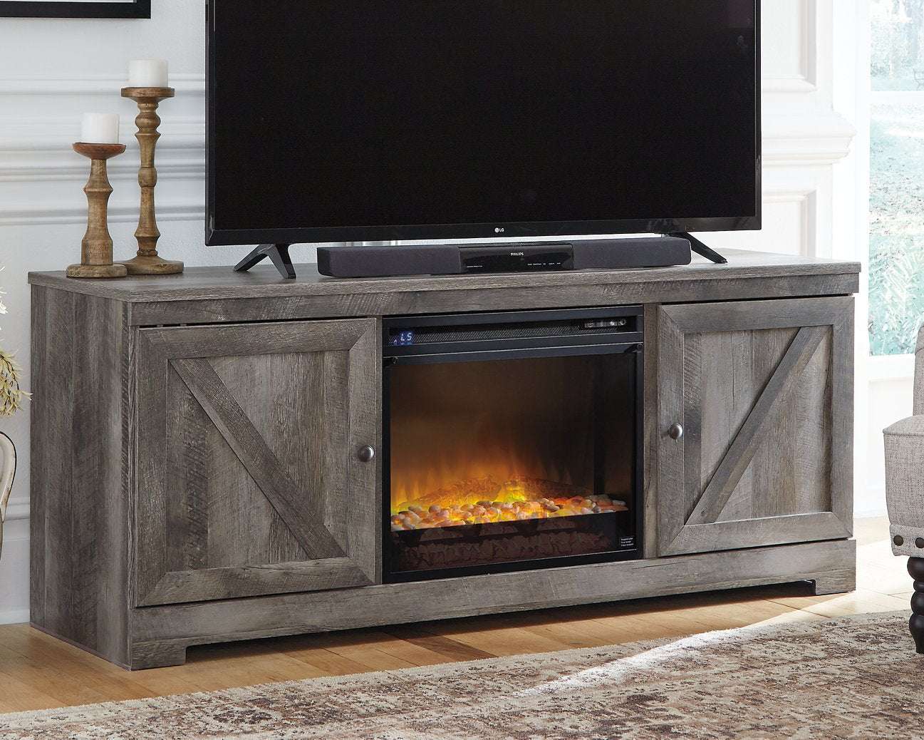 Wynnlow 63" TV Stand with Electric Fireplace - Half Price Furniture