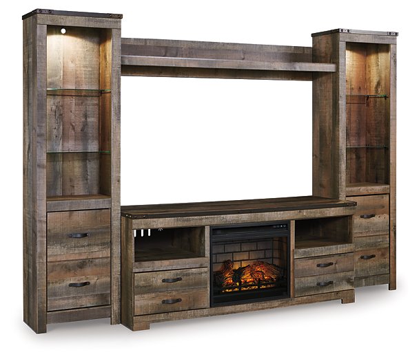 Trinell 4-Piece Entertainment Center with Electric Fireplace  Las Vegas Furniture Stores