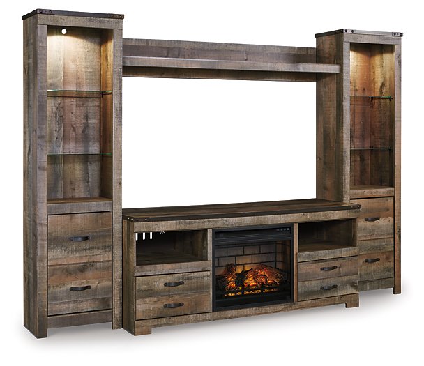 Trinell 4-Piece Entertainment Center with Electric Fireplace Half Price Furniture
