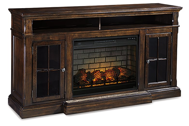 Roddinton 72" TV Stand with Electric Fireplace Half Price Furniture