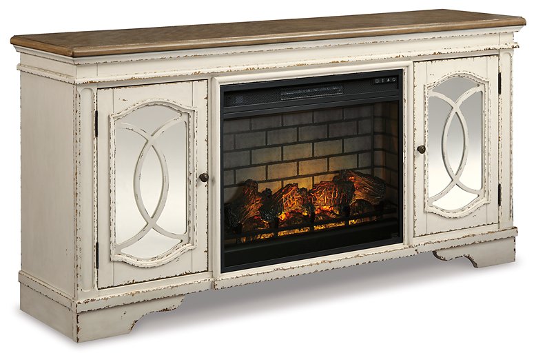 Realyn 74" TV Stand with Electric Fireplace  Half Price Furniture