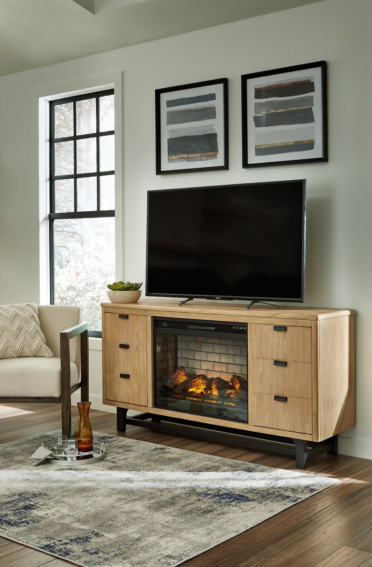 Freslowe TV Stand with Electric Fireplace - Half Price Furniture