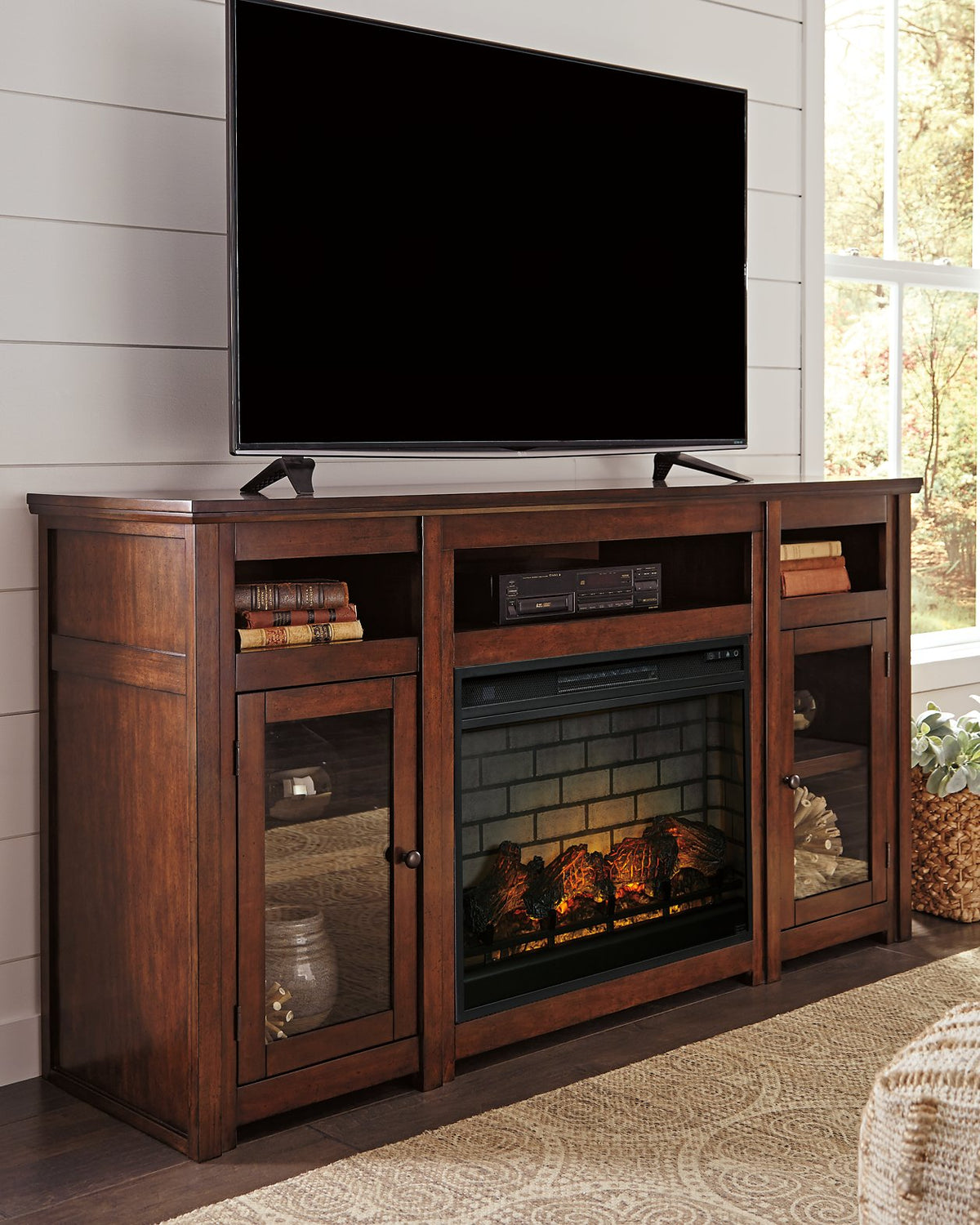 Harpan 72" TV Stand with Electric Fireplace - Half Price Furniture