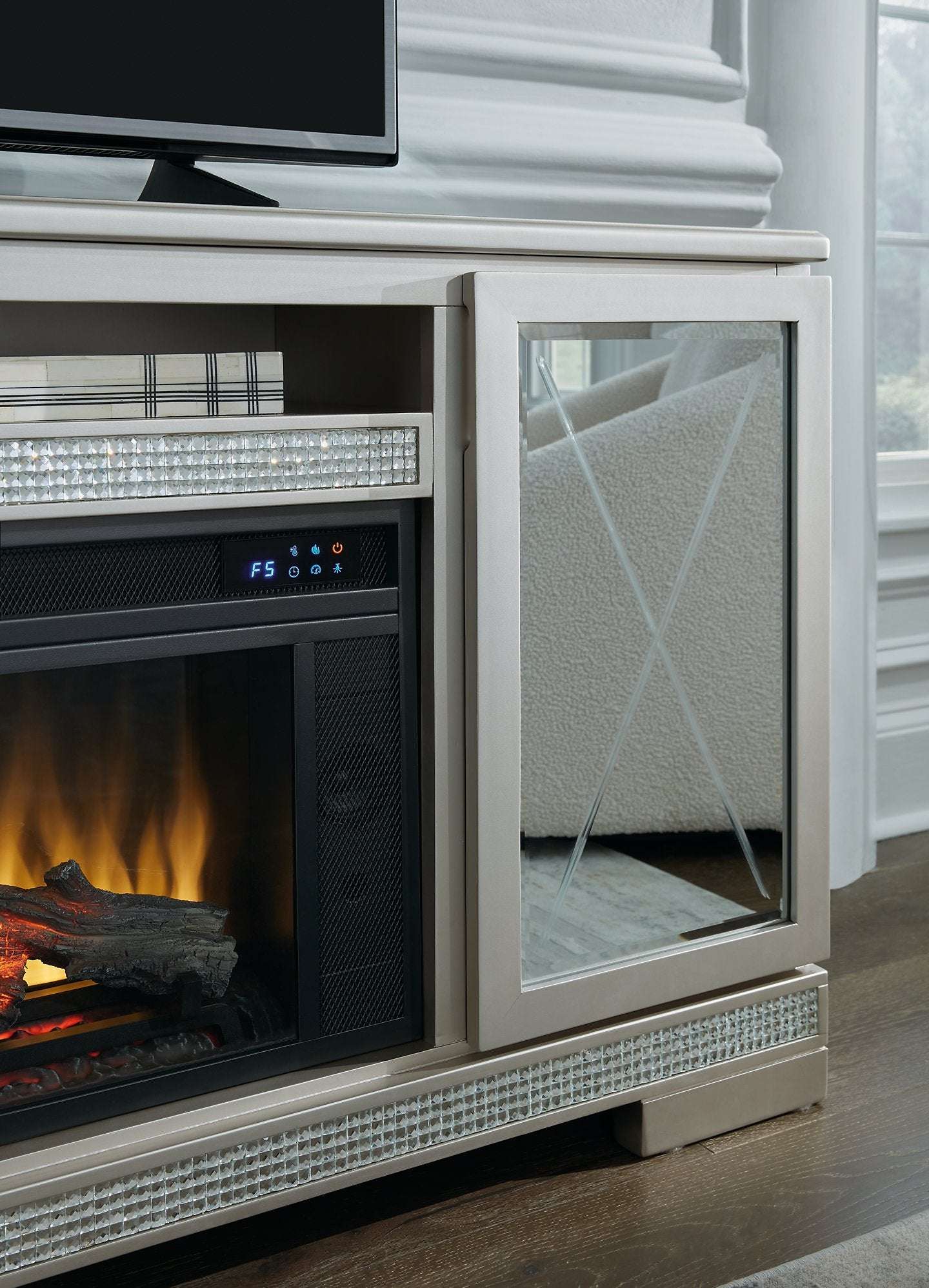 Flamory 72" TV Stand with Electric Fireplace - Half Price Furniture