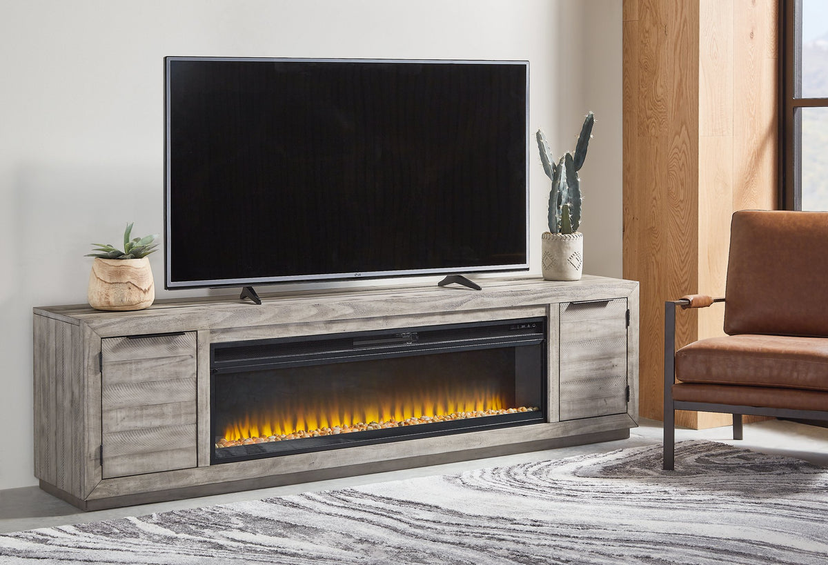 Naydell 92" TV Stand with Electric Fireplace - Half Price Furniture