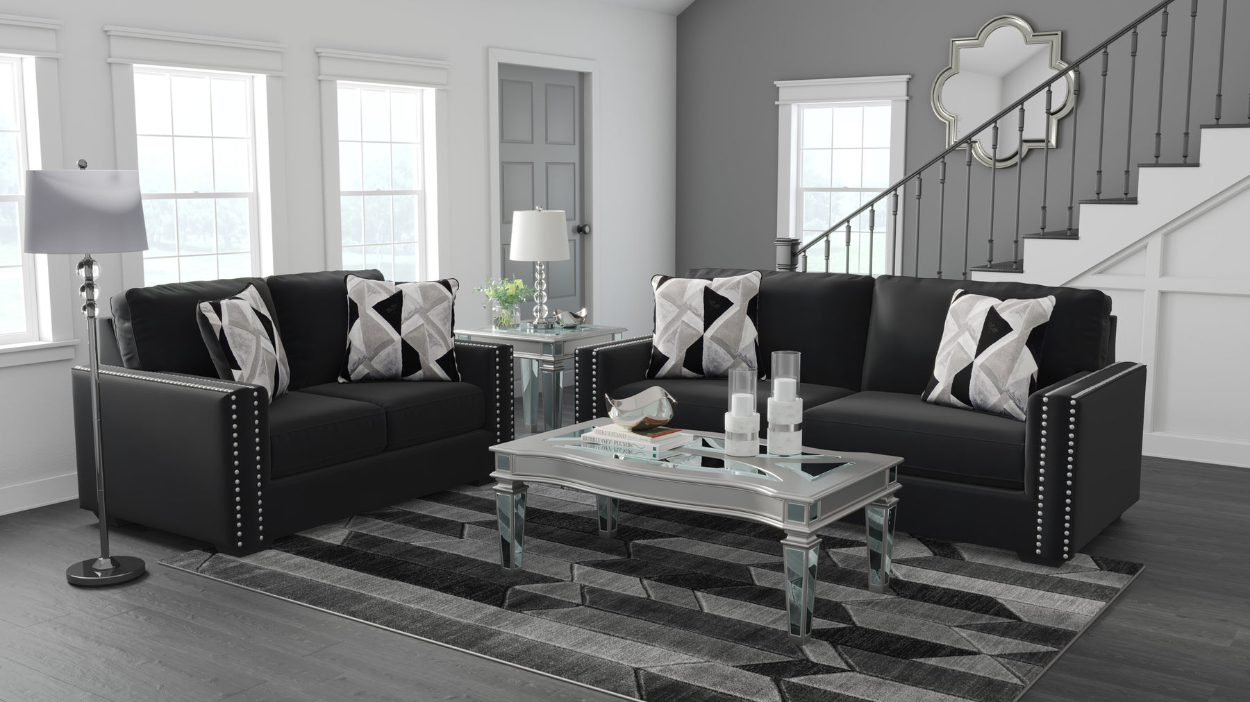 Signature Design by Ashley Gleston High Style Glam Collection Contemporary Living Room Gleston Collection by Ashley Sofa & Loveseat Half Price Furniture