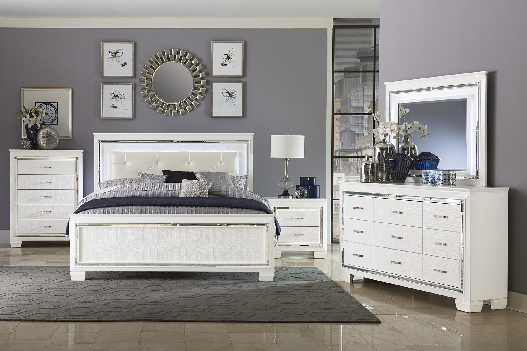 Glam modern queen king bedroom furniture Las Vegas NV