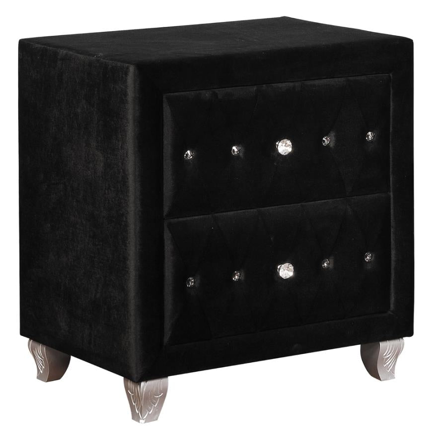 Deanna Bedroom Collection in Black Velvet Deanna 4 Piece Queen Bedroom Set in Black Velvet Half Price Furniture