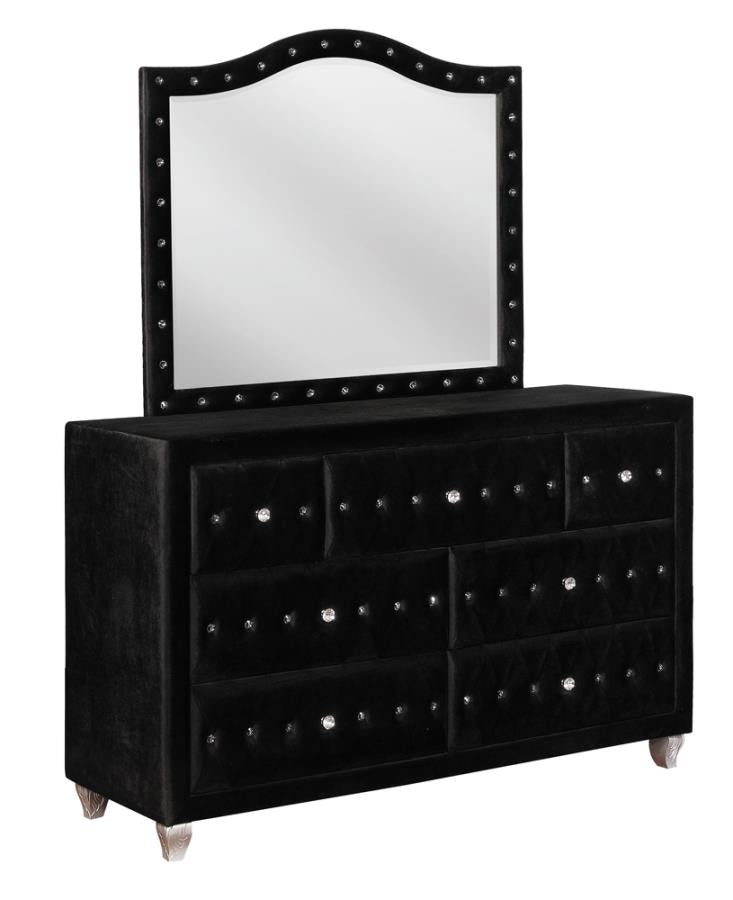 Deanna Bedroom Collection in Black Velvet Deanna 4 Piece Queen Bedroom Set in Black Velvet Half Price Furniture