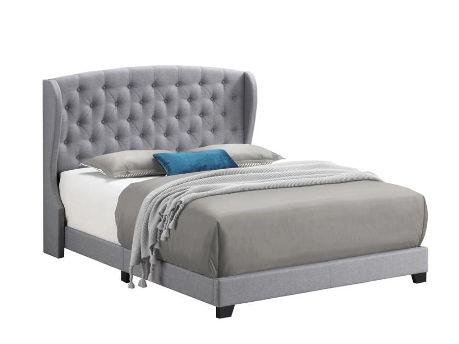 Krome Upholstered Bed with Demi-wing Headboard Smoke - Las Vegas Furniture Stores