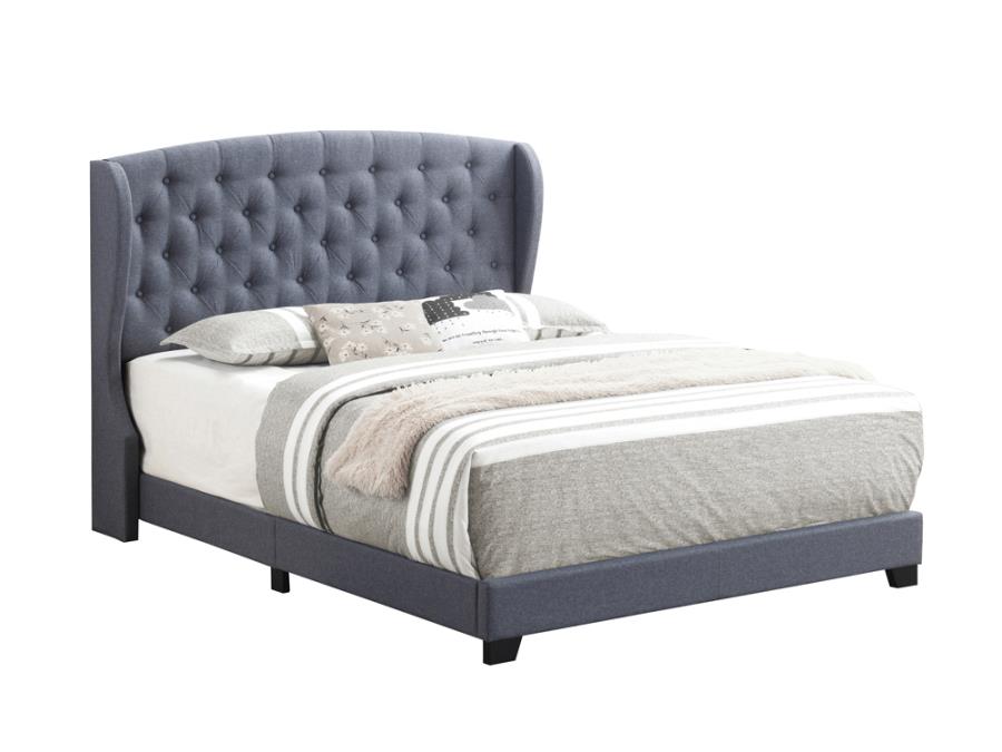 Krome Full Upholstered Bed with Demi-wing Headboard Gunmetal - Las Vegas Furniture Stores