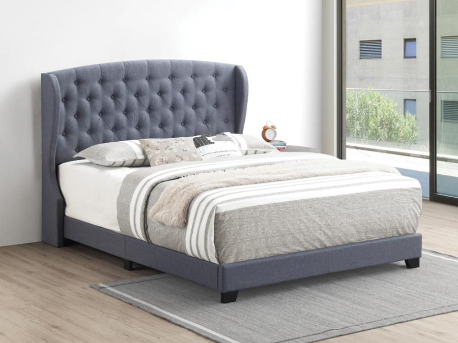 Krome Full Upholstered Bed with Demi-wing Headboard Gunmetal - Las Vegas Furniture Stores