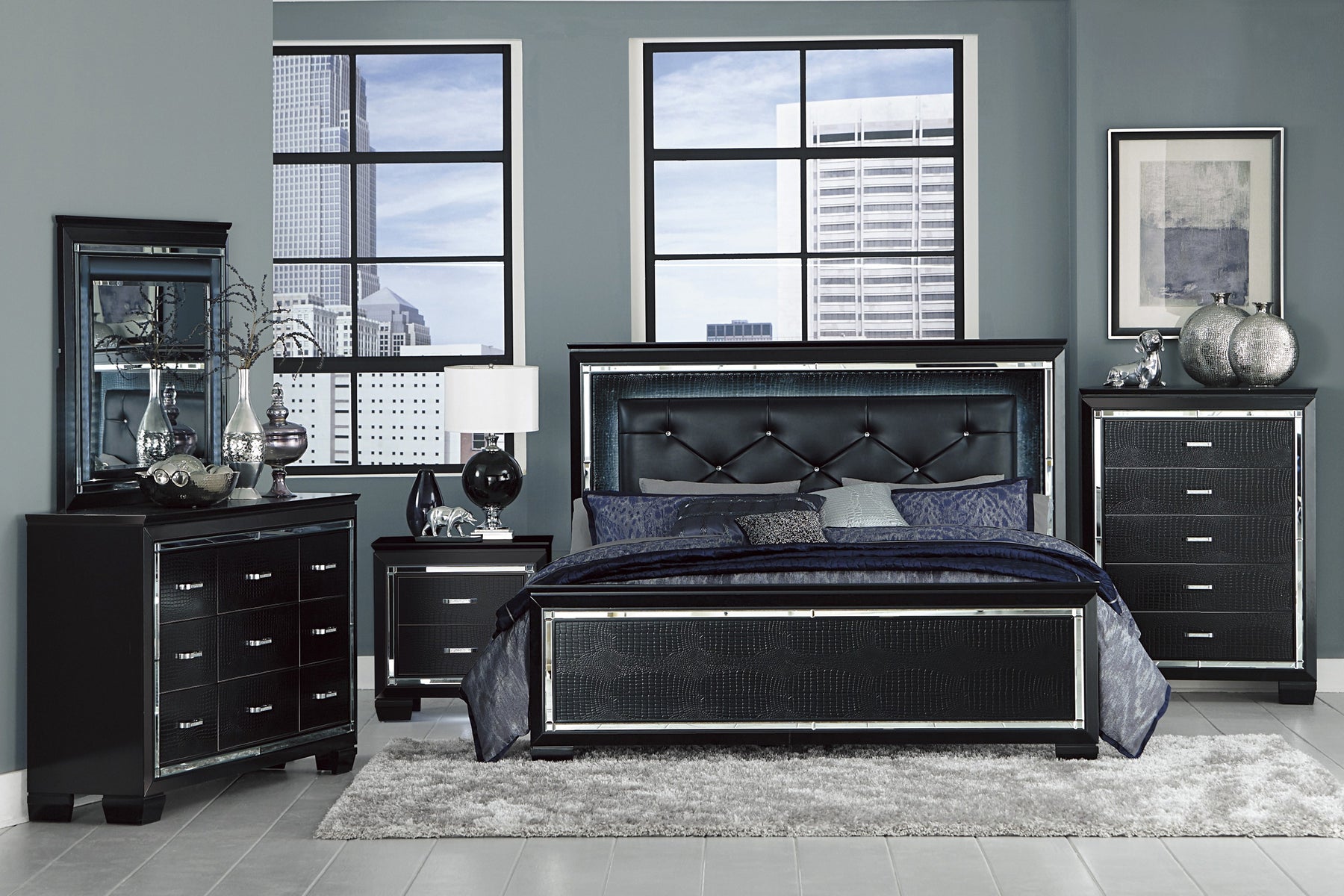 Glam modern queen king bedroom furniture Las Vegas NV