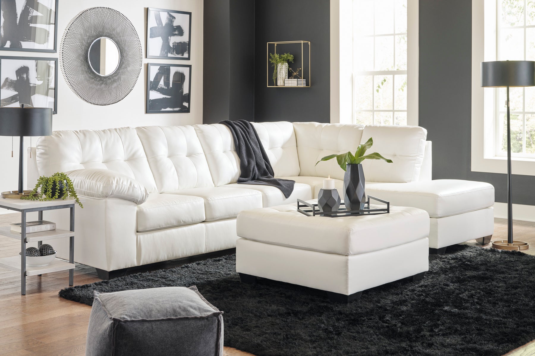 Donlen 2 Pc Sectional Living Room Donlen 2 Pc Sectional Living Room | White modern Sectional Las Vegas Furniture store Half Price Furniture
