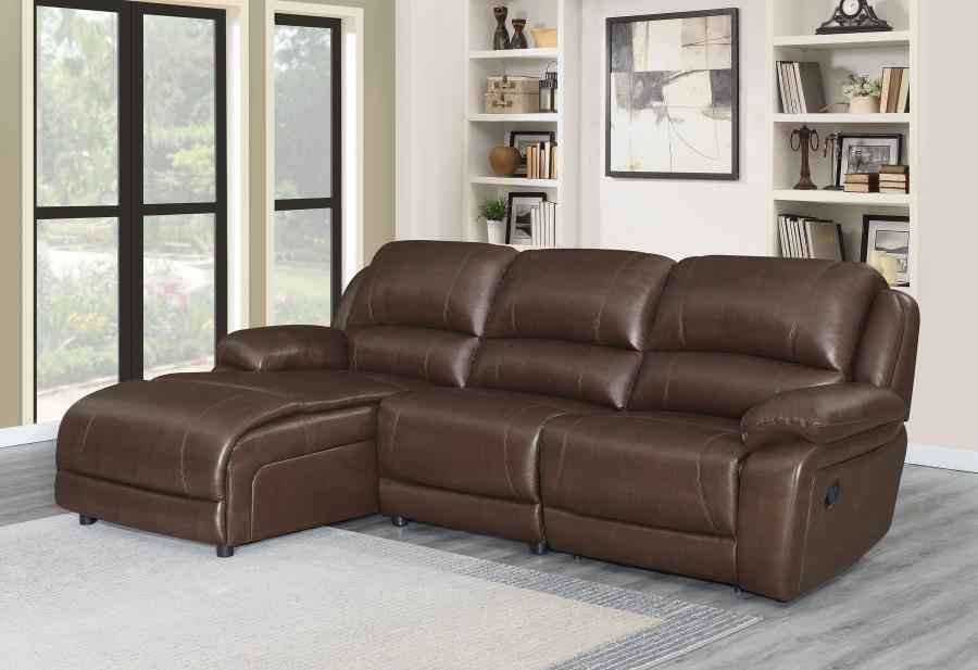 Mackenzie Tufted Motion Sectional 3-Piece Upholstered in Chestnut
