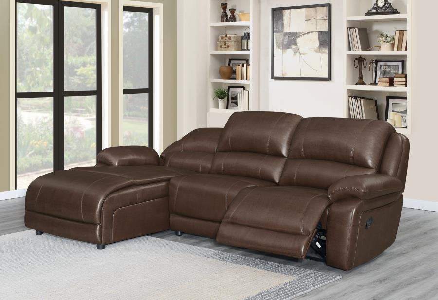 Mackenzie 3-piece Upholstered Tufted Motion Sectional Chestnut Half Price Furniture