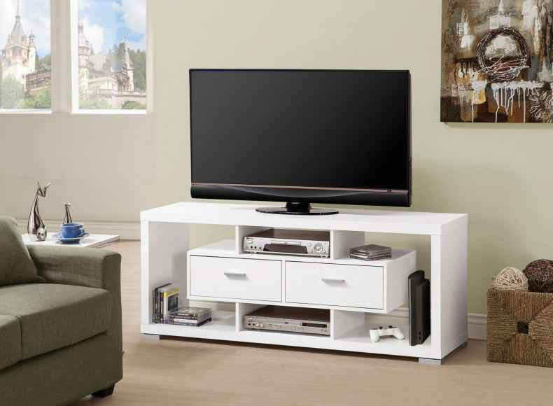 White TV Console Storage - Elegant and Functional Entertainment Unit