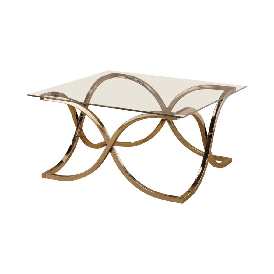 Curved X-shaped Coffee Table Nickel and Clear Curved X-shaped Coffee Table Nickel and Clear Half Price Furniture