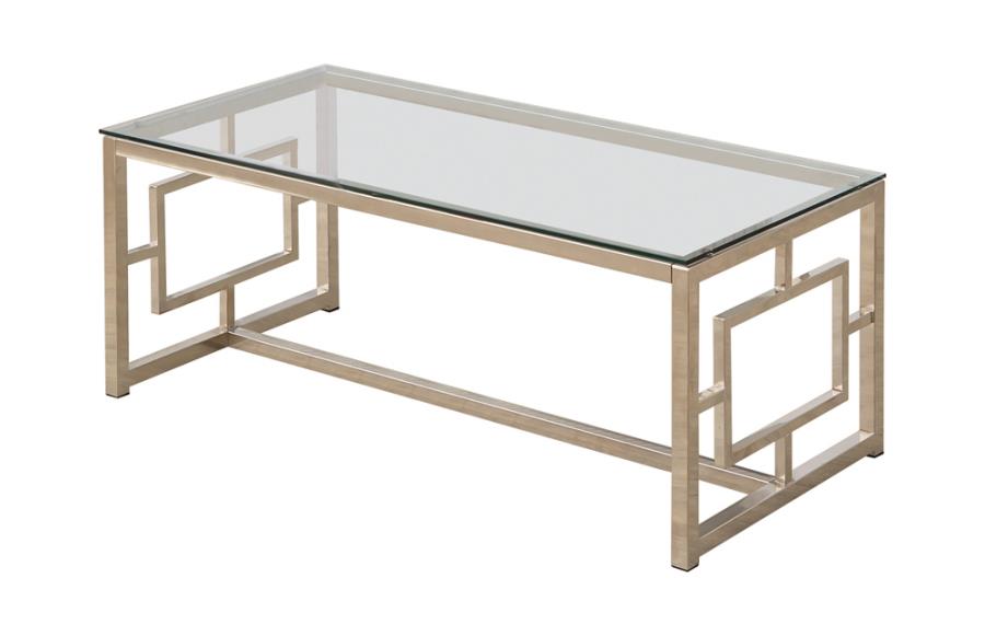 Rectangle Glass Top Coffee Table Nickel - Las Vegas Furniture Stores