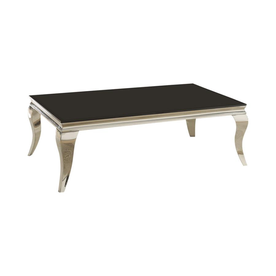 Rectangular Coffee Table Chrome and Black Half Price Furniture